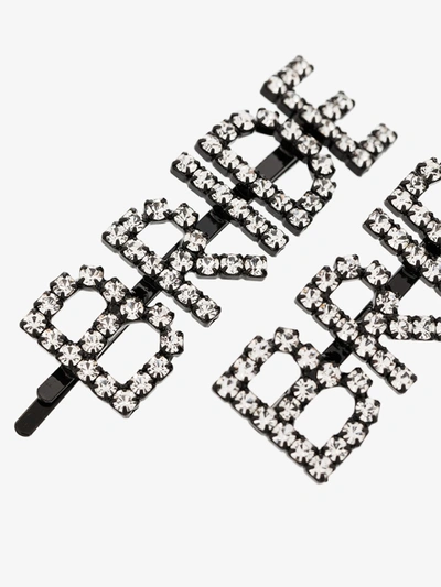 Shop Ashley Williams Silver Tone Bride Crystal Hair Clip Set In Black