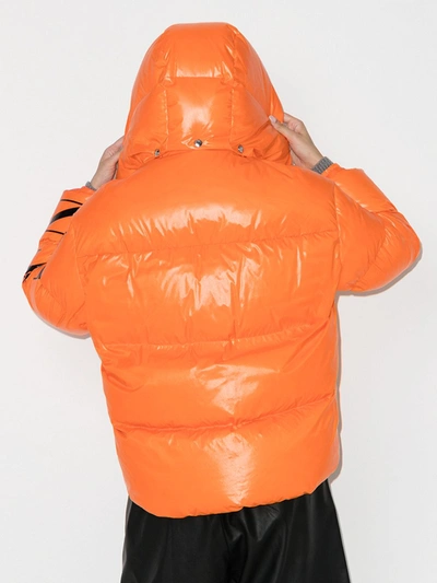 Shop Valentino Vltn Logo Puffer Jacket In Orange