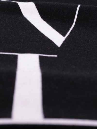 Shop Valentino Black And White Vltn Logo Wool Scarf