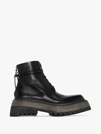 Shop Marsèll Leather Combat Boots - Women's - Rubber/calf Leather In Black