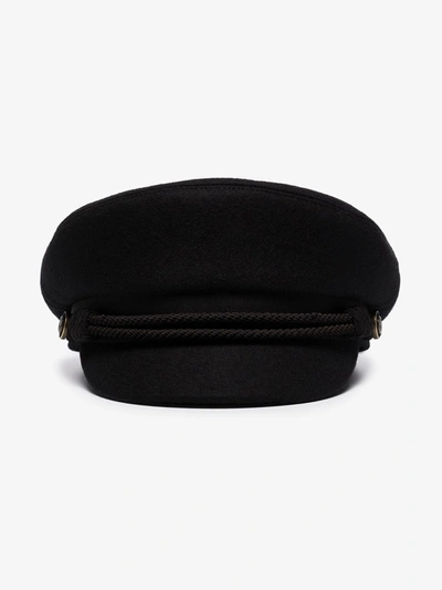 Shop Saint Laurent Black Felt Baker Boy Cap