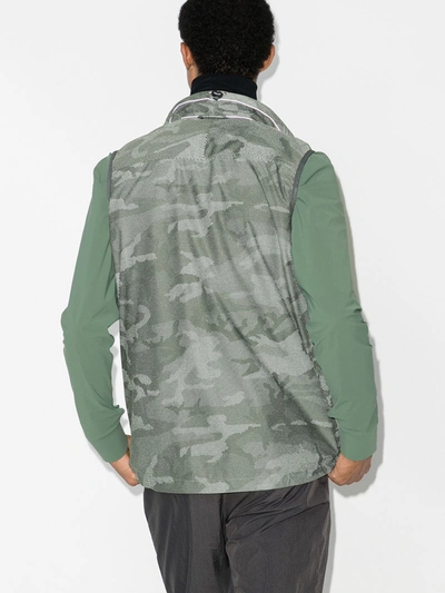 Shop And Wander Grey And Camouflage Print Technical Gilet In Green