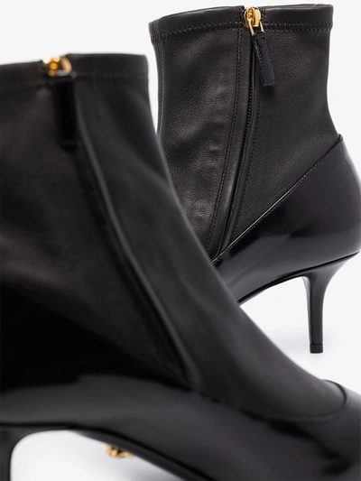 Shop Versace Black 55 Pointed Toe Leather Boots