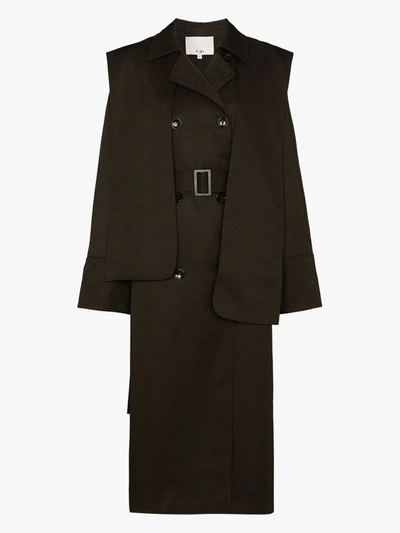 Shop Tibi Recycled Techy Flap Trench Coat In Grey