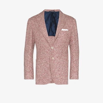 Shop Kiton Single-breasted Cashmere Blazer In Red