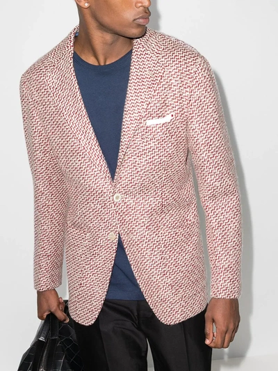Shop Kiton Single-breasted Cashmere Blazer In Red