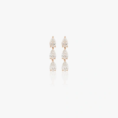 Shop Anita Ko 18k Rose Gold Three Pear Diamond Stud Earrings In Pink