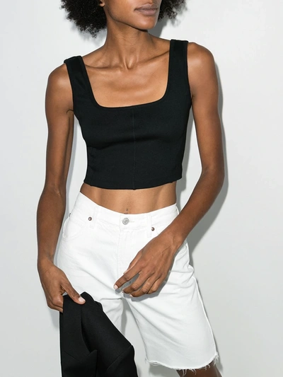 Shop Ninety Percent Square Neck Crop Top In Black