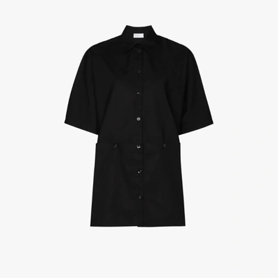 Shop Rosetta Getty Short Sleeve Cotton Shirt In Black