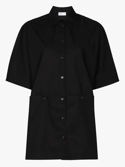 Shop Rosetta Getty Short Sleeve Cotton Shirt In Black
