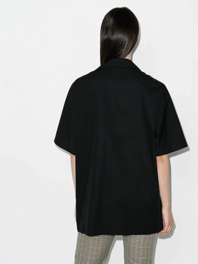 Shop Rosetta Getty Short Sleeve Cotton Shirt In Black