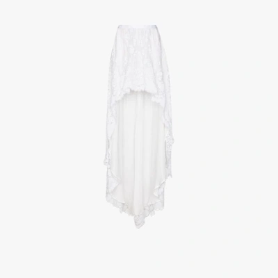 Shop Loveshackfancy White Halsey Asymmetric Lace Maxi Skirt