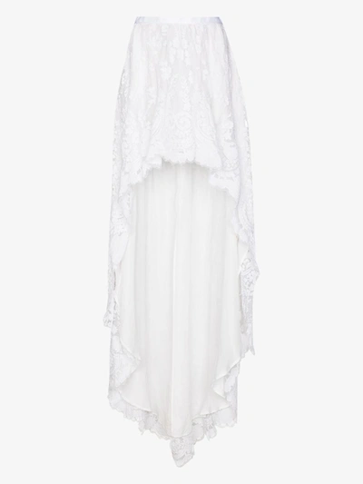 Shop Loveshackfancy White Halsey Asymmetric Lace Maxi Skirt