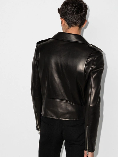 Shop Amiri Black Lightweight Leather Biker Jacket