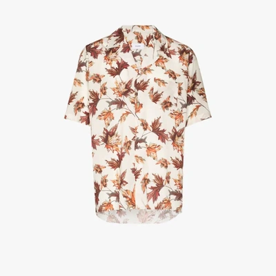 Shop Rhude Leaves Print Bowling Shirt In White