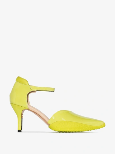 Shop Marine Serre Green 50 Patent Leather Ankle Strap Pumps