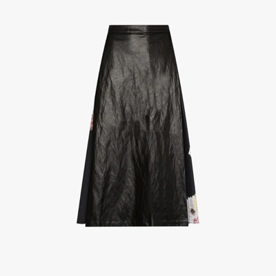 Shop Rejina Pyo Belma Pleated Floral Faux Leather Skirt In Black