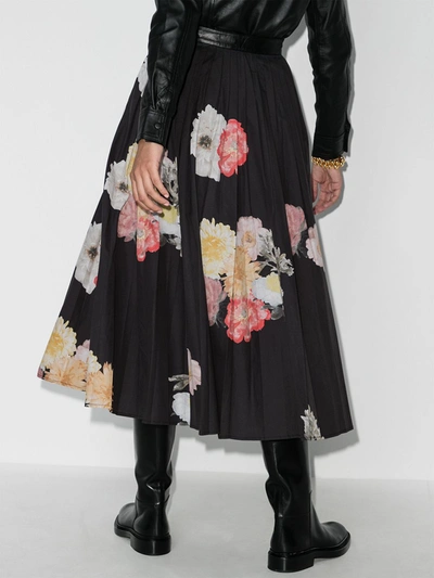 Shop Rejina Pyo Belma Pleated Floral Faux Leather Skirt In Black