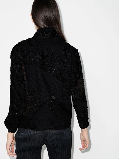 Shop By Walid Haya Embroidered Upcycled Silk Jacket In Black