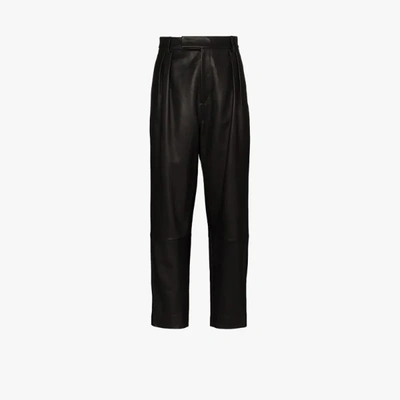 Shop Khaite Magdaline High Waist Leather Trousers In Black