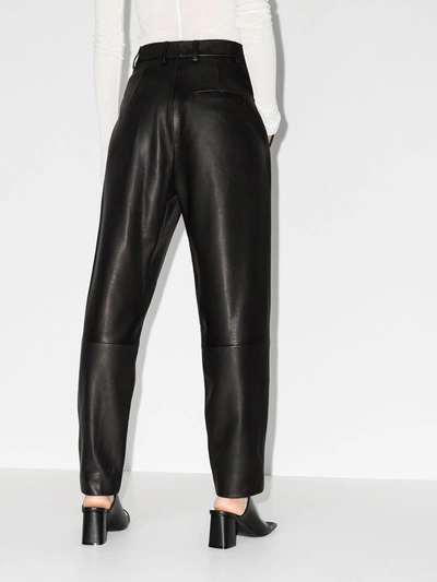 Shop Khaite Magdaline High Waist Leather Trousers In Black