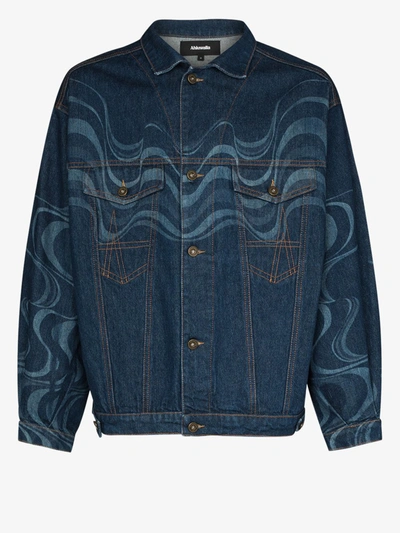 Shop Ahluwalia Wave Effect Denim Jacket In Blue