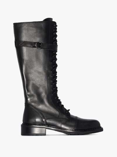 Shop Ann Demeulemeester Black Calf-high Leather Boots