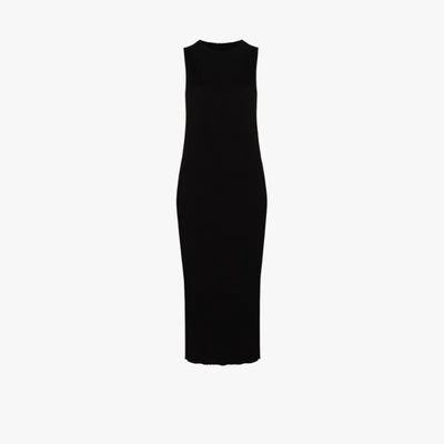 Shop Ninety Percent Ribbed Racerback Midi Dress In Black