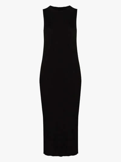 Shop Ninety Percent Ribbed Racerback Midi Dress In Black