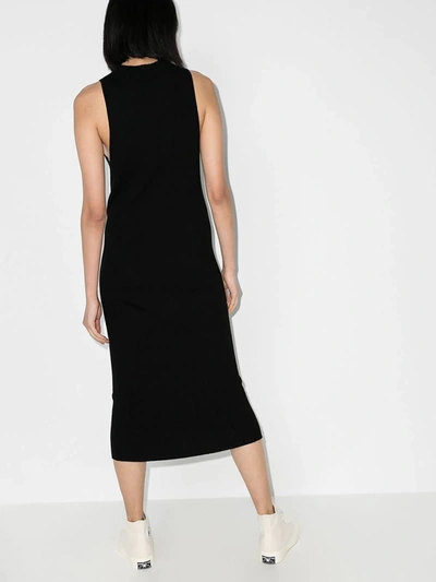 Shop Ninety Percent Ribbed Racerback Midi Dress In Black