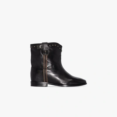 Shop Isabel Marant Black Cluster Leather Ankle Boots