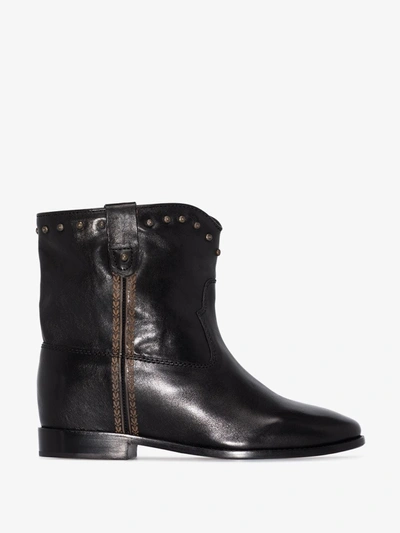 Shop Isabel Marant Black Cluster Leather Ankle Boots