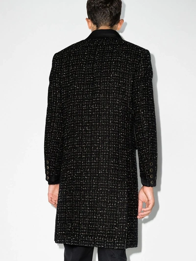 Shop Amiri Double-breasted Checked Bouclé Coat In Black