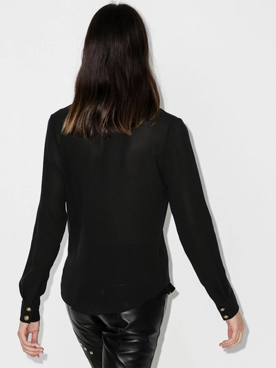 Shop Balmain Button-down Silk Shirt In Black