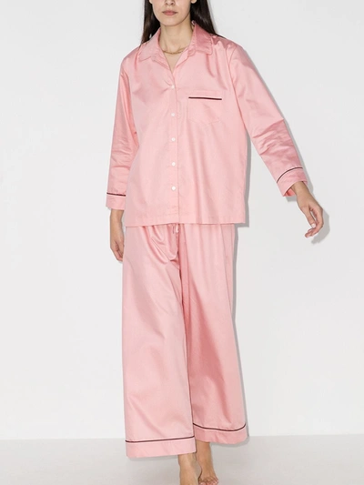 Shop Pour Les Femmes Cotton Sateen Pyjamas In Pink