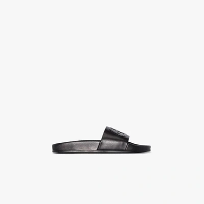 Shop Balenciaga Black Leather Slides