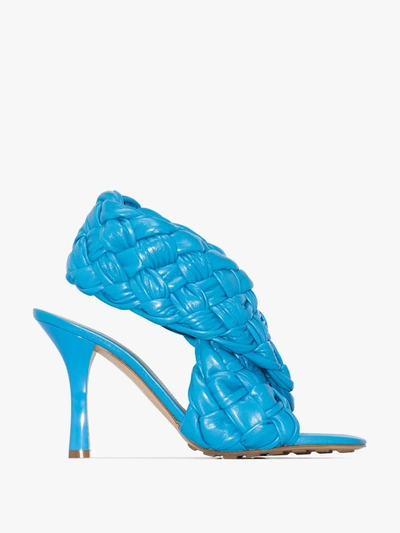 Shop Bottega Veneta Bv Board 90 Woven Leather Sandals In Blue