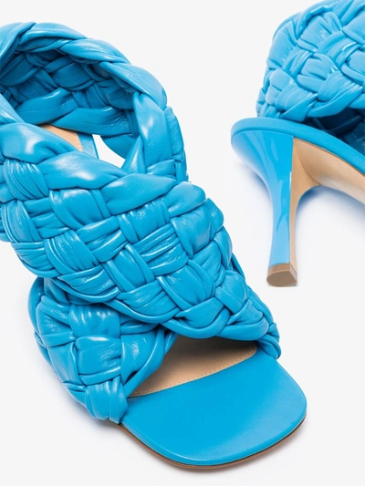 Shop Bottega Veneta Bv Board 90 Woven Leather Sandals In Blue