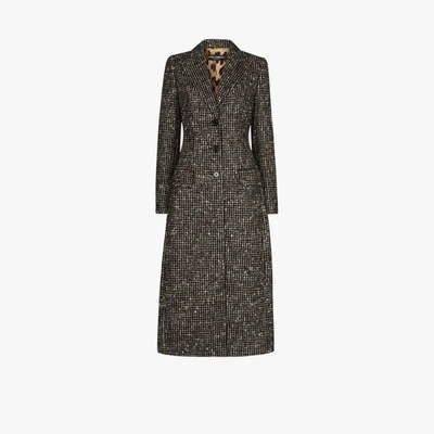 Shop Dolce & Gabbana Wool Houndstooth Coat In Brown