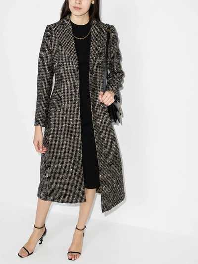 Shop Dolce & Gabbana Wool Houndstooth Coat In Brown