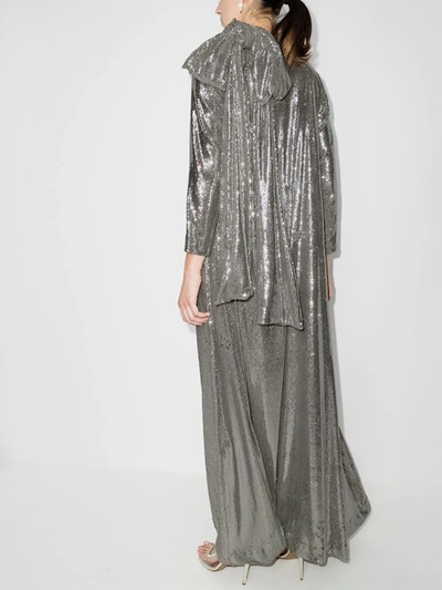 Shop Bernadette Richard Sequin Evening Gown In Silver