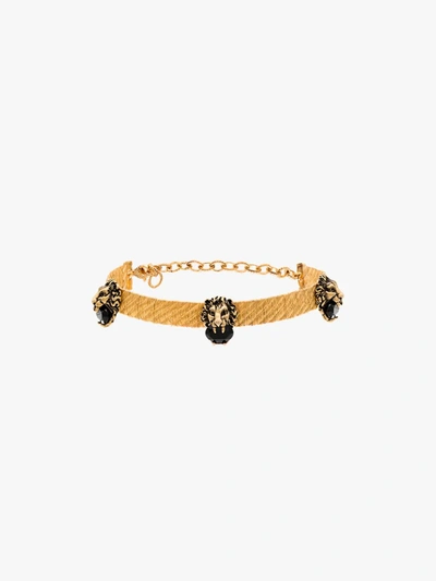 Shop Gucci Gold Tone Lion Head Choker Necklace