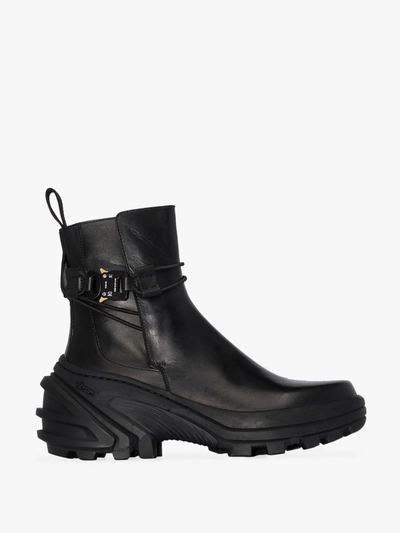 Shop Alyx Black Buckled Leather Chelsea Boots