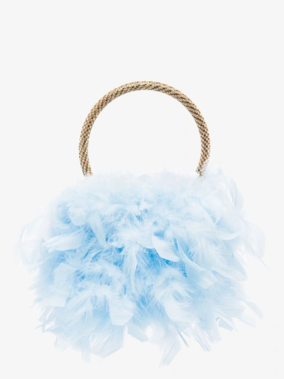 Shop Rosantica Blue Twiggy Feather Clutch Bag