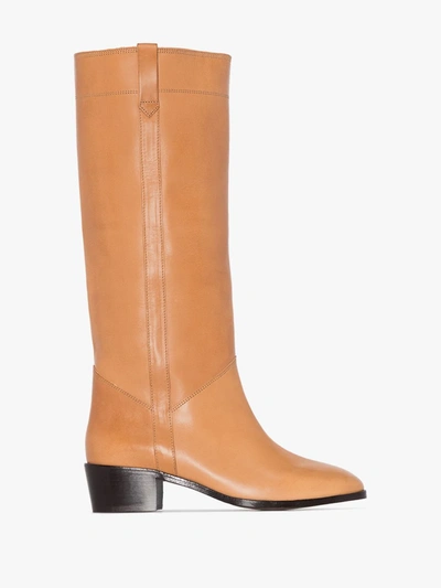 Shop Isabel Marant Brown Mewis 50 Leather Riding Boots