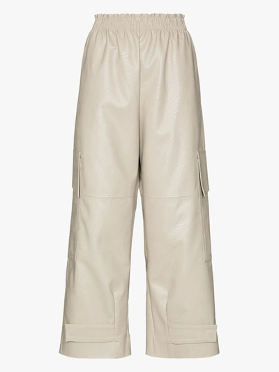 Shop Stella Mccartney Sylvia Cropped Faux Leather Trousers In Neutrals