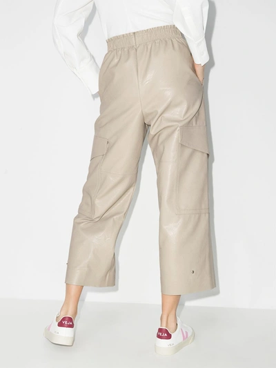 Shop Stella Mccartney Sylvia Cropped Faux Leather Trousers In Neutrals