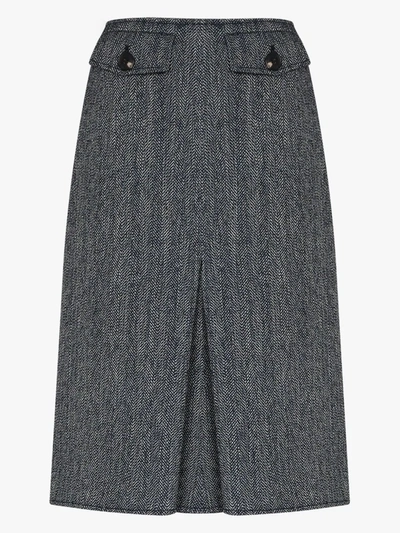 Shop Victoria Beckham Pleated High Waist Skirt In Blue