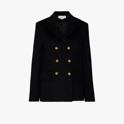 Shop Victoria Beckham Double-breasted Wool Peacoat In Blue