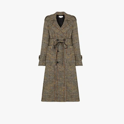 Shop Victoria Beckham Checked Tweed Coat In Black